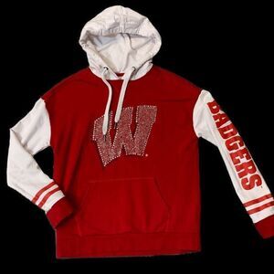 Wisconsin hoodie bling W red/white size s